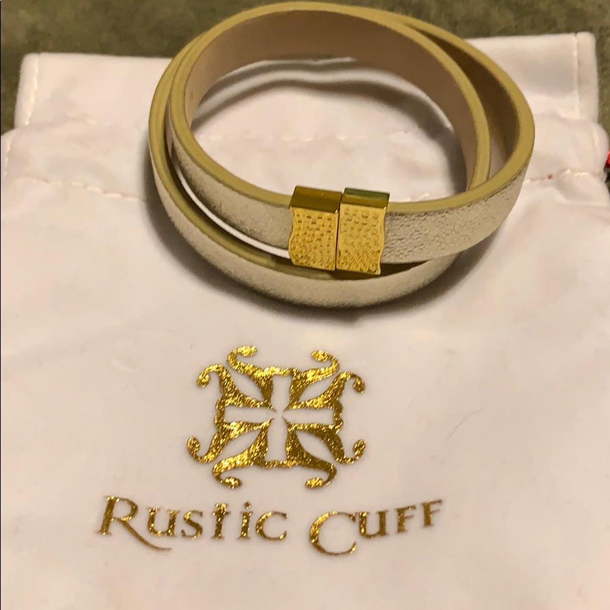 Rustic Cuff Gold Leather Bracelet